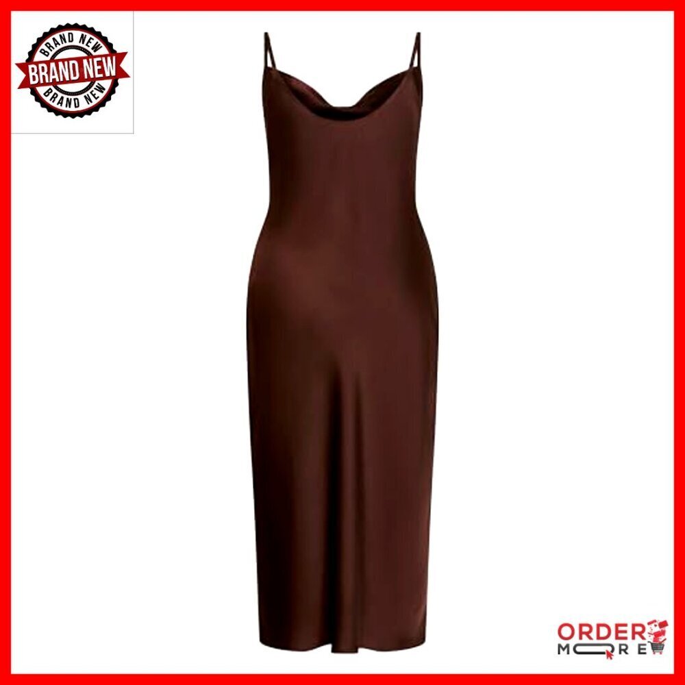 Satin Slip Dress Elegant Minimal Chic Evening Party Wear Adjustable Straps - Picture 5 of 6